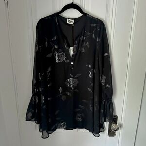 Show Me Your Mumu Perveen Pirate Tunic Black Floral Large NWT